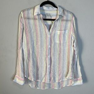 Rails linen Rainbow Pinstripe Charli Isla Stripe Shirt Size xs